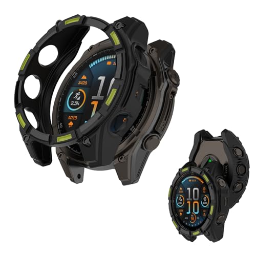 GARMIN(�K�[�~��) quatix8 AMOLED 51mm �p �P�[�X �ی�J�o�[ �t�B������� �ی�P�[�X �yNOUKAJU�z �ی� �J�o�[ TPU�f�� �S�ʕی� �����^ �����ȒP �ϏՌ� �����ߗ� �Ռ��z�� �A�N�Z�T���[ (�u���b�N&�O���[��)