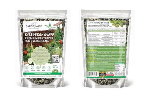 Image of GARDENWISE Evergreen Fertilizer - All-Purpose Granular Plant Food for Outdoor Trees and Shrubs, Azaleas, Magnolias, Pines & Arborvitae - Slow-Release Formula (1 Quart)