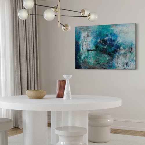 murando - Akustikbild Abstrakt Bilder Akustikschaum Hochleistungsschallabsorber Schallschutz Leinwand 1 tlg Wandbild Raumakustik Schalldämmung türkis blau a-A-0428-b-a