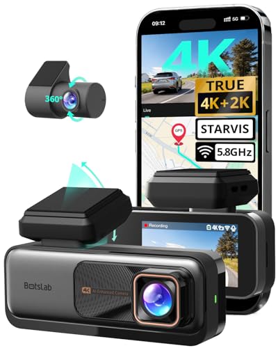 BOTSLAB Dashcam Auto Vorne Hinten, 4K Dashcam Auto GPS mit WiFi, Dual Autokamera mit ADAS, Nachtsicht, 170°Weitwinkel, 2,45" IPS, 24/7 Parküberwachung, Loop-Aufnahme (Enthält Keine Micro-SD-Karte) 1