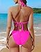 Pinup Fashion 3 Piece Bathing Suits Women Hot Pink Bikini Sets with Cover Up Sexy Swimsuit with Mesh Cover Up S-XXL