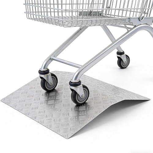 Warmiehomy Wheelchair Ramp Threshold Ramp for Doorways 70L x 60W x 7.5H CM 272KG Loading Capacity Aluminum Alloy Door Ramp for Wheelchair Motorbike Bike Stroller, Silver