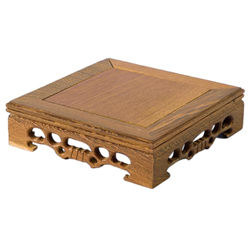 LABRIMP Soporte para Macetas de Madera Artesanal Base Cuadrada, Superficie Lisa y Antirayaduras, Plataforma para Plantas en Espacios Interiores y Protección de Pisos