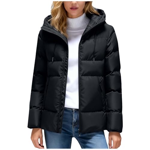Chaquetas acolchadas para mujer, abrigo acolchado de plumón, chaqueta ligera con capucha para mujer, casual, holgada, cómoda, resistente al viento, cálido invierno, impermeable, parte superior gruesa