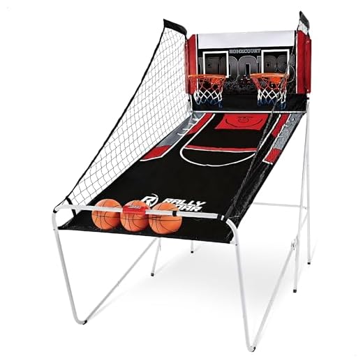 ESPN Indoor Home 2 Player Hoop Dual Shootout Basketball Arcade Game with Preset Games, LED Scoreboard, Side Netting, 3 Basketballs and Pump