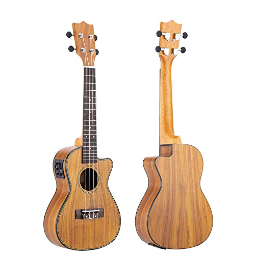 Btuty 24 pouces Cutaway Ukulélé Hawaii Guitar Instrument LED EQ Koa/contreplaqué Cowry Shell Brims/OX Bone Saddle / 4… - Les Beatles, Paul McCartney, John Lennon, RIngo Starr, George Harrison Btuty 24 pouces Cutaway Ukulélé Hawaii Guitar Instrument LED EQ Koa/contreplaqué Cowry Shell Brims/OX Bone Saddle / 4… – Image 3