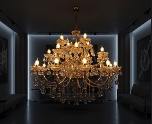 Image of Sanleen Enterprises Modern Contemporary Crystal Glass Chandelier 24light led Chandelier