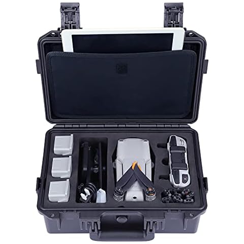 Lykus Titan MA220 Waterproof Hard Case for DJI Air 2S/Mavic Air 2 Fly More Combo, Dedicated Space for up to 11-inch iPad or Android Tablets and Holder Cover