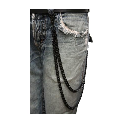 Men Wallet Chain Biker Long Fashion Jeans Keychain Strand Motorcycle Link 2 Strands Black3