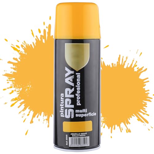 Etrexonline Pintura Spray Multicolor Profesional 400ml Adecuado Metal Madera y Plástico - Color Amarillo (Paquete de 1)