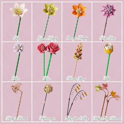 Image of SKY LINE OCEAN Bouquet Flower Building Blocks Set (813+ PCS) | Artificial Floral Arrangement DIY Model Kit | Botanical Home & Office Decor Gift | 5 Year Structural Warranty
