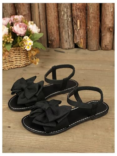 Image of GORGLITTER Women's Bow Flat Sandals 2026 Dressy Cute Ankle Strap Slides | Summer Shoes for Women 2026, Slip On Open Toe Flats, Slingback Slides, Vacation Dress Sandals