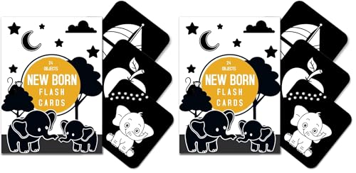 Image of high Contrast Flash Cards for New Born Children -Educational Black & White 24 Objects | Visual Stimulation and Sensory Development for Infants | Montessori Sensory Card (Flash Card) (Pack of 2)