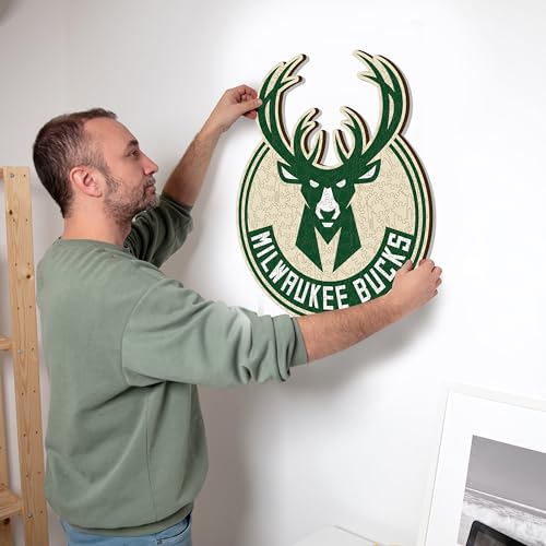 Iconic Puzzles - Milwaukee Bucks, Logo, Wooden Puzzle officially licensed NBA, 100% sustainable, size L, 500 Pcs - Image 4