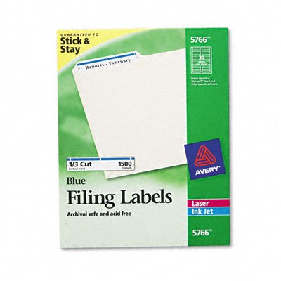 Self-Adhesive Laser/Ink Jet File Folder Labels, Blue Border, 1500/Box