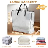 80L Clothes Storage Bags, 4 Pack Large Clear Capacity Clothes Organizer with Zips, Moisture proof, Plastic Packing Boxes for Moving House with Durable Handles for Clothing, Duvet, Bedding (Black) - Image 2