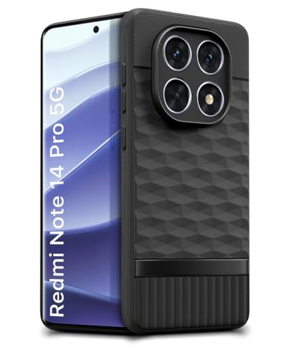 Image of WOW IMAGINE Back Cover for Redmi Note 14 Pro 5G | Poco X7 5G with Hexa Cube Design | Ultra Slim Soft Rubberised Case | Inner Velvet Fabric | Silicone Flexible Mobile Case | Camera Protection - Black