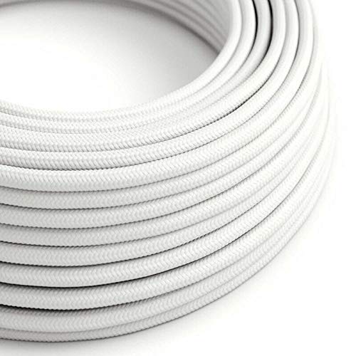 LEDSone 5 Meters White Vintage Colour Braided Flexible Cable 3 Core Round Fabric Electrical Cable Wire for Old Antique Lamp Pendants Lights