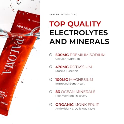 Image of Instant Hydration Electrolytes Powder Packets - Paloma Electrolyte Drink Mix - Zero Sugar - Keto, Vegan, Gluten-Free, Non-GMO - Boost Recovery, Brain Health, Muscle & Tissue Support- 30 Sticks