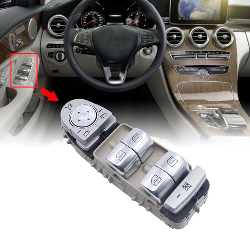 RuiWen BZWS022M Power Master Window Switch Button Front Left Driver Side Beige Fit for Mercedes-Benz C300 C350e C43 AMG C63 AMG GLC300 GLC43 AMG 2015-2018 W205 X253 C253