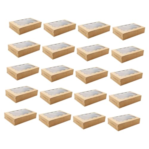GANAZONO 20Pcs Paper Cake Boxes with Window for Showcasing Pastries Cookies Desserts Sturdy Packaging for Bakery Treats for Events