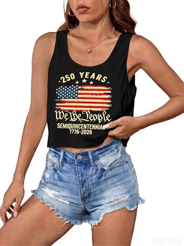 T&Twenties Women Love Heart American Flag Tank Tops Cute Love Letter Print Patriotic USA Flag Tees Top 4th of July Sleeveles Round Neck Shirts