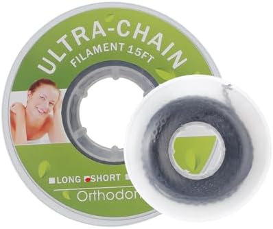 Colourful Dental Orthodontic Elastic Rubber Band Power Chain for Braces Short Long Continuous Sizes Orthodontic Treatment 1 pc (Long, Black)