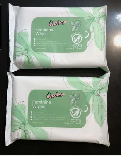 Orchid Feminine Wipes, pH Balanced, Fresh Scent, 5x7 Inch, 40 Count image 2