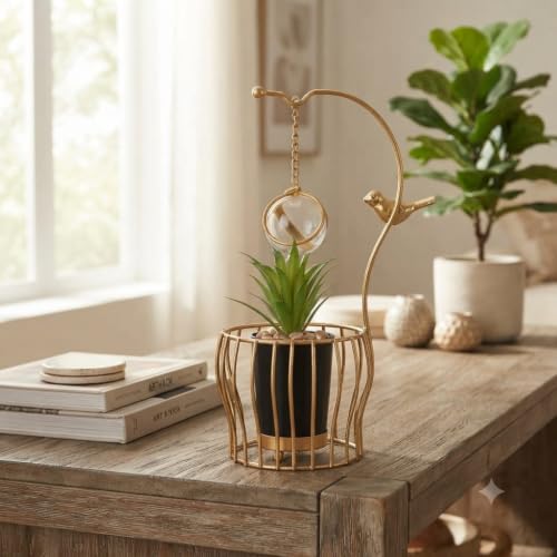 Image of Premium Golden Metal Decorative Planter