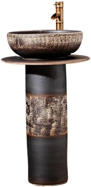 Pedestal Sinks Basin Floor-Standing Sink Household Ceramic Wash Balcony Pool Bathroom (A)
