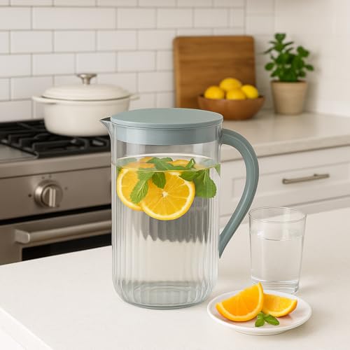 Image of Premium 2 Litre Water Jug with Lid | BPA Free Unbreakable Plastic Pitcher | Spill-Proof Easy Pour Spout | Fridge Safe Juice & Detox Water Jug for Home, Kitchen & Office