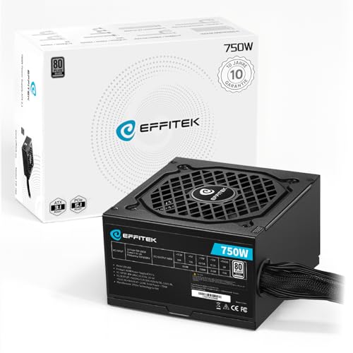 EFFITEK 750 Watt Netzteil für PC Gaming 12V ATX 3.1 Netzteil