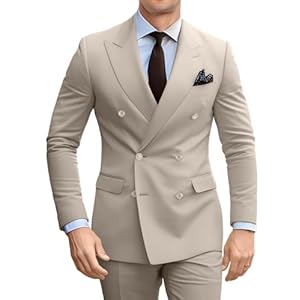 Double Breasted Suit Men Slim Fit 2 Pieces Suit Blazer Pants Formal 2 Button Tuxedo Jacket for Wedding Business Prom