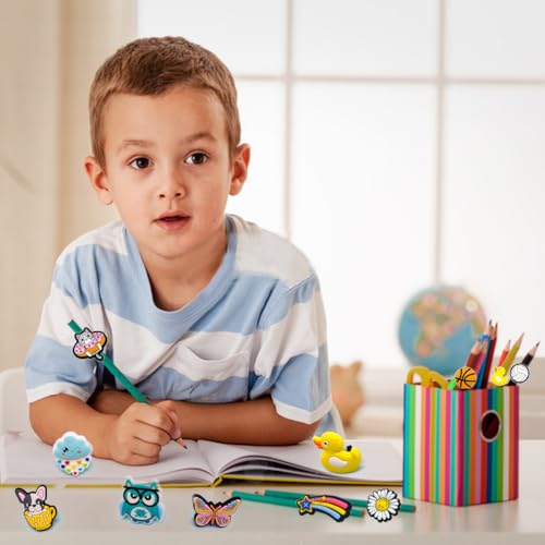 Kinearcharms 60 piezas de clips para lápices diferentes miniatura 7