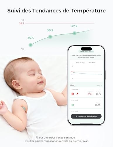 Thermomètre médical Momcozy bébé connecté Bluetooth vert - 7