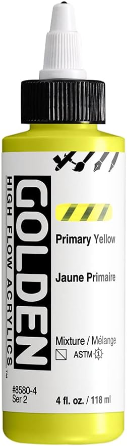 GOLDEN High Flow Acrylics, Primary Yellow, 4 fl. oz. / 118 ml Bottle