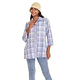 Pflegehinweise: Das karierte Hemd mit Knopfleiste ist pflegeleicht, Handwäsche oder sanfte Maschinenwäsche, vermeiden Sie Bleichmittel. 3/4 karierte Blusen Hemd wird weicher und weicher, je mehr Sie es waschen, und es ist farbbeständig und sehr langlebig, Sie können mit Vertrauen kaufen