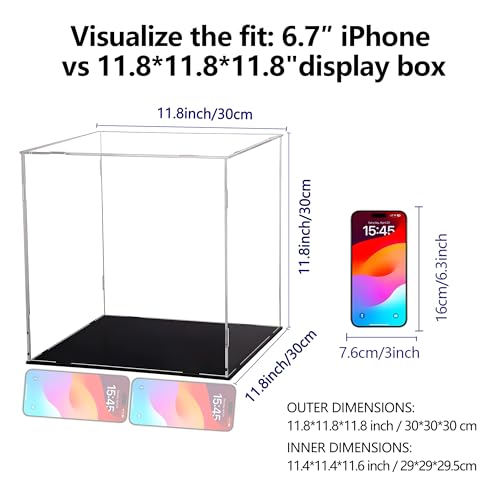Image of Evron Display Case for Collectibles Assemble Clear Acrylic Box Alternative Glass Case for Display Action Figures Home Storage & Organizing Toys (11.8x11.8x11.8 inch; 30x30x30 cm)