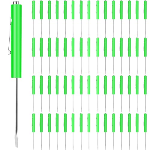 Image of 60 Pieces Pocket Screwdriver Mini Tops and Pocket Clips Magnetic Slotted Small Screw Driver with a Single Blade Head for Mechanical, Electrician(Green)