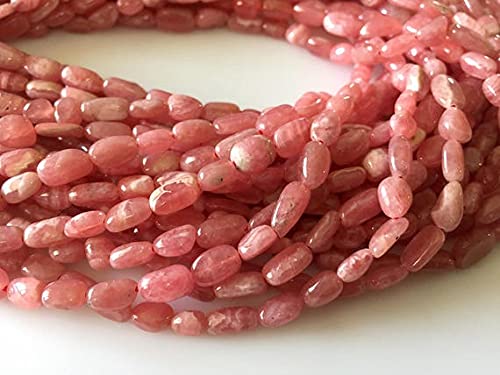 Rhodochrosite tumbles roses naturelles en fil de 40cm pour création bijoux