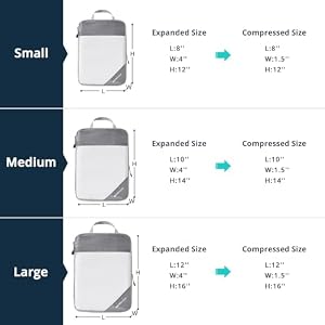 NICOSHOW 6 Set Compression Packing Cubes for Travel - Compressible, Lightweight, and Space-Saving Packing Cubes, Travel Essentials for Women, Grey — photo 4 of 6