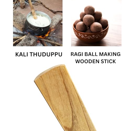 Image of Combo Ragi Ball Making Wooden Spoon and Stick | Ragi mudde Maker | Stick - 15 inch | Spoon 10 inch | ರಾಗಿ ಮುದ್ದೆ