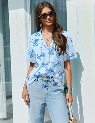 Image of Ekouaer Pajamas Set for Women 2 Piece Pjs Short Sleeve Sleepwear Button Down Lounge Shorts Sets S-XXL