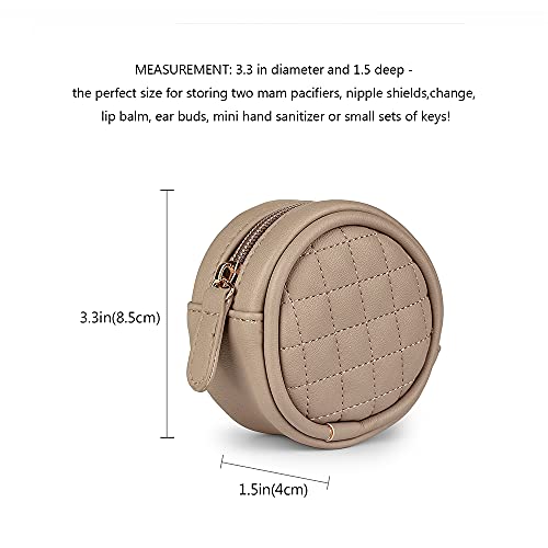 Image of Pacifier Case Bag - Leather Pacifier Holder with Clip for Diaper Bag Stroller Purse Charm, Holds 2 Pacifiers Outdoor Travel (Brown)