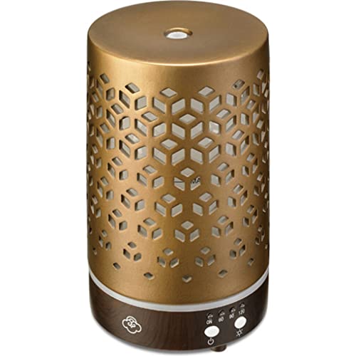 Serene House Lozenge, Ultrasonic Essential Oil Diffuser – 7-Color LED, Calming Ambient Light Display, Timer Control, Automatic Shut-Off – Metal, 90ml