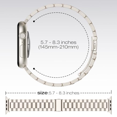 Image of Metal Band Compatible with Apple Watch Bands for Men 49mm 46mm 45mm 44mm 42mm 41mm 40mm 38mm, Stainless Steel iWatch Bands for Apple Watch Ultra 3 2 1 /Series 11 10 9 8 7 6 5 4 SE