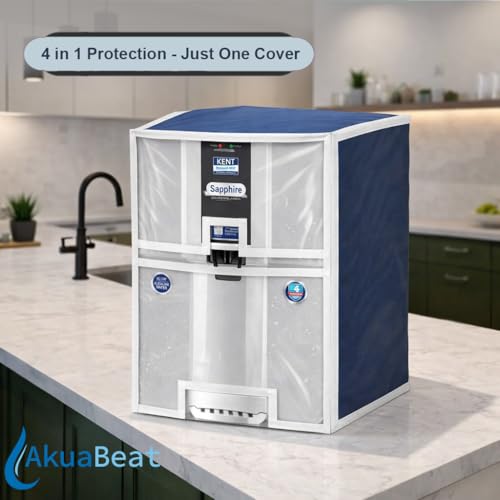 Image of Water Purifier Cover Compatible with Kent Sapphire RO+UV+UF+Inline+Alkaline - Dustproof, Waterproof, Oil Stain Protection, Transparent Front, Velcro Closure, Fits Wall-Mounted /Table-Top
