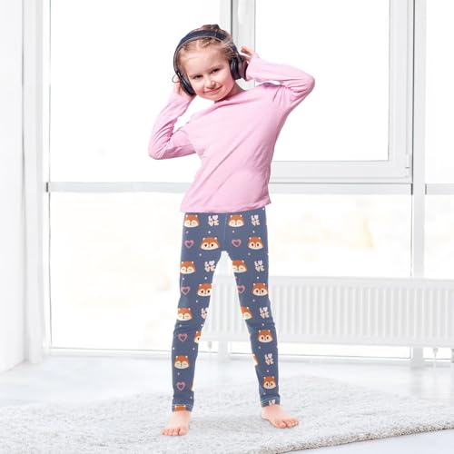Girls Basic Leggings Baby Girls Pants Fox Hearts Soft Footless Stretchy Tights Pants 4-10Y4