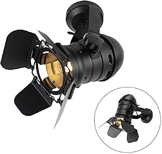 Qazqa - Industrial Studio Spotlight Ceiling Black rotatable and tiltable - Movie- - Industrial - Suitable for LED E27 | 1 Way Light - Steel Spotway Light - Suitable for Living Room I Kitchen I