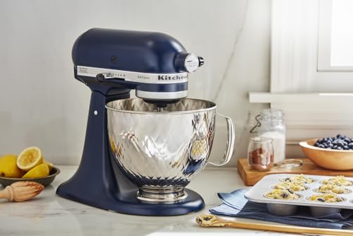 Image of KitchenAid 5 Quart Stainless Steel Bowl for all 4.5-5 Quart Tilt-Head Stand Mixers KSM5SSBQB, Quilted Stainless